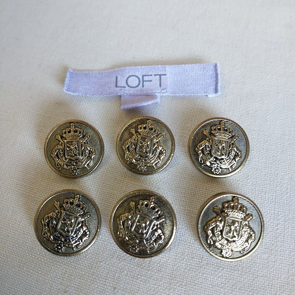 Loft Waterbury Replacement Buttons Shanks Gold Tone Brass Crest Blazer Coat 6x